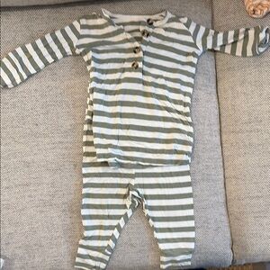 Striped Green & White Kids One-Piece Romper